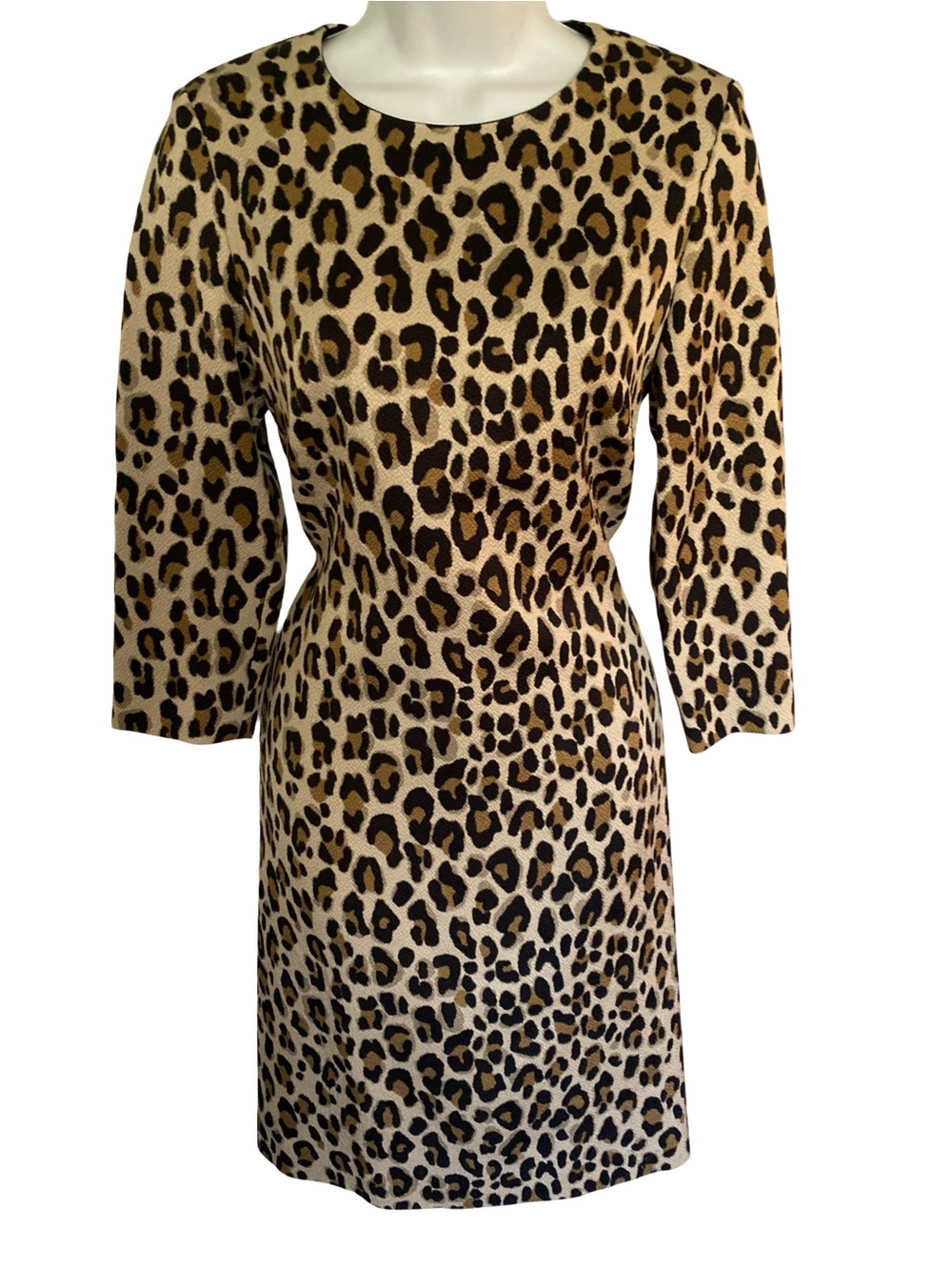 Escada Leopard Print Sheath Dress - Taupe & Black Animal Print-36